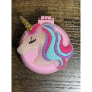 Unisex Kids Unicorn Compact Mirror & Hairbrush Doll Accessory Toy Hot Pink